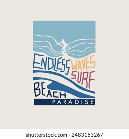 Endless Waves surf beach typographic poster design