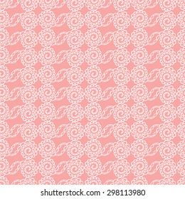  Endless white lace pattern on a pink background. Seamless pattern. Vector illustration