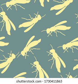 Endless yellow wasp pattern 
on a gray background