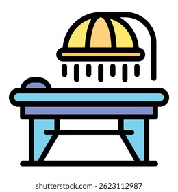 Endocrinologist bed icon. Outline endocrinologist bed vector icon color flat isolated