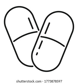 Symbol für die Kapsel des Endokrinologen. Rahmenendokrinologe Kapsel, Vektorsymbol für Webdesign einzeln auf weißem Hintergrund