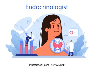 Endocrinologist concept. Thyroid examination. Doctor examine hormone