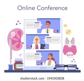 Servicio o plataforma online de endocrinólogos. Examen de la glándula tiroidea
