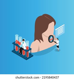 Endocrinologists diagnose and treat human thyroid gland isometric 3d vector illustration concept for banner, website, illustration, landing page, flyer, etc.
