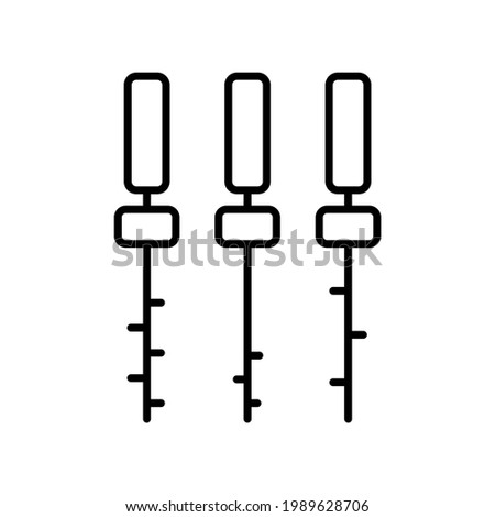 Endodontic file for root canal treatment. Dental instruments for tooth cleaning. Outline vector icon. Editable stroke