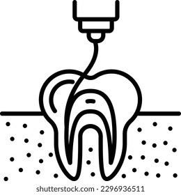 Endodontic therapy concept, Root canal treatment vector icon design, Dentistry symbol,Health Care sign, Dental instrument stock illustration 