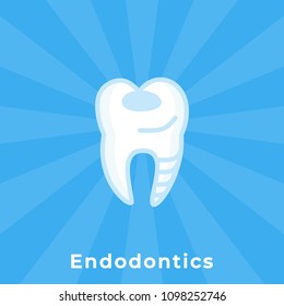 Endodontics. Flat Line Art Drawing. Dental Clinic Icon. Web Pictogram for Dentistry. Stomatology Concept, Logo or Illustration. Dentistry Department Label