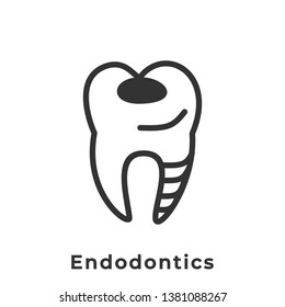 Endodontics. Flat Line Art Drawing. 