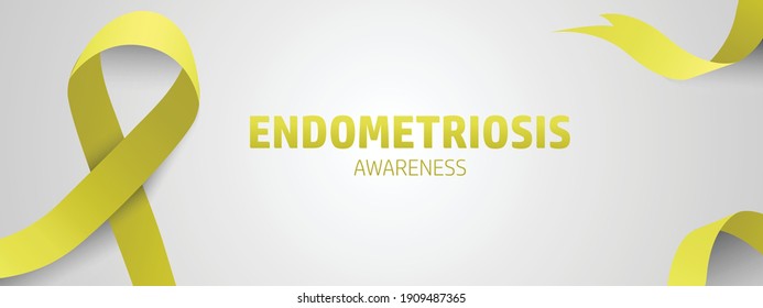 Endometriosis awareness concept design. Yellow ribbon vector isolated in white background good for banner, poster, headline. March for endometriosis awareness.
