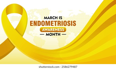 Endometriosis awareness month is celebrated every year in March. Campaign banner with ribbon and text. Suitable for banners, posters, greeting campaigns, etc