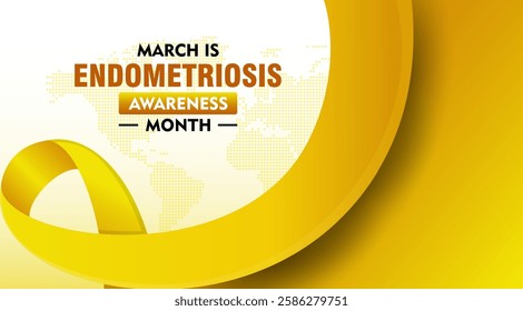 Endometriosis awareness month is celebrated every year in March. Campaign banner with ribbon and text. Suitable for banners, posters, greeting campaigns, etc