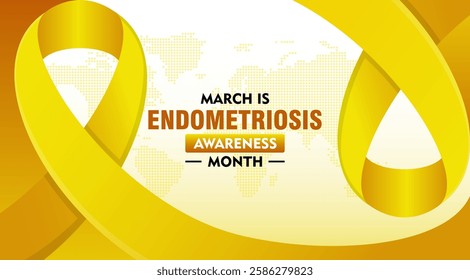 Endometriosis awareness month is celebrated every year in March. Campaign banner with ribbon and text. Suitable for banners, posters, greeting campaigns, etc