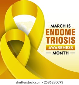 Endometriosis awareness month is celebrated every year in March. Campaign banner with ribbon and text. Suitable for banners, posters, greeting campaigns, etc