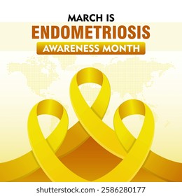 Endometriosis awareness month is celebrated every year in March. Campaign banner with ribbon and text. Suitable for banners, posters, greeting campaigns, etc