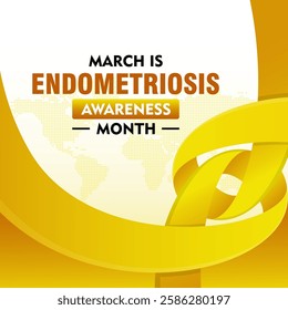 Endometriosis awareness month is celebrated every year in March. Campaign banner with ribbon and text. Suitable for banners, posters, greeting campaigns, etc