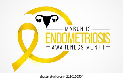 Endometriosis awareness month is observed every year in March, is a painful condition where endometrial tissue grows outside the uterus. Vector illustration