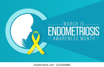 El mes de sensibilización sobre la endometriosis se observa cada año en marzo, es una enfermedad dolorosa en la que el tejido endometrial crece fuera del útero. Ilustración del vector