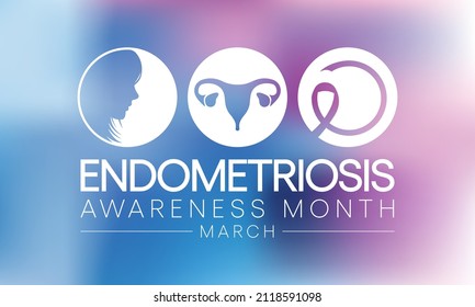 Endometriosis awareness month is observed every year in March, is a painful condition where endometrial tissue grows outside the uterus. Vector illustration