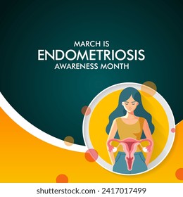 Endometriosis awareness month is observed every year in March, is a painful condition where endometrial tissue grows outside the uterus. Vector illustration