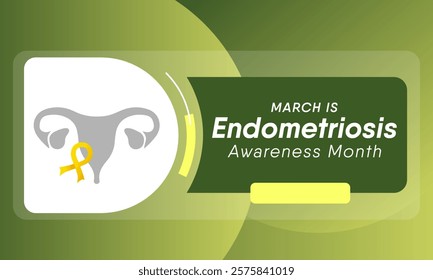 Endometriosis awareness month is observed every year in March, is a painful condition where endometrial tissue grows outside the uterus. Vector illustration