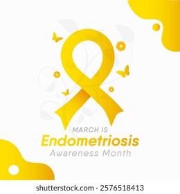 Endometriosis awareness month is observed every year in March, is a painful condition where endometrial tissue grows outside the uterus. Vector illustration