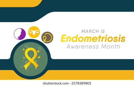 Endometriosis awareness month is observed every year in March, is a painful condition where endometrial tissue grows outside the uterus. Vector illustration