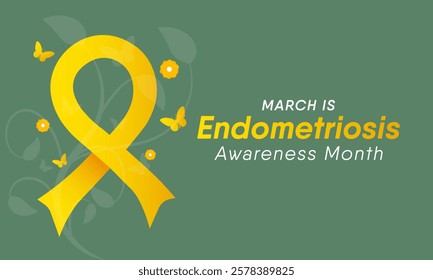 Endometriosis awareness month is observed every year in March, is a painful condition where endometrial tissue grows outside the uterus. Vector illustration