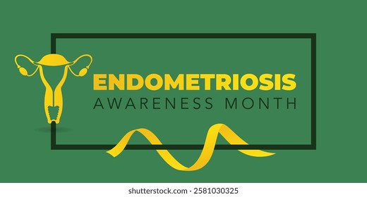 Endometriosis awareness month is observed every year in March, is a painful condition where endometrial tissue grows outside the uterus. Vector illustration