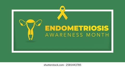 Endometriosis awareness month is observed every year in March, is a painful condition where endometrial tissue grows outside the uterus. Vector illustration