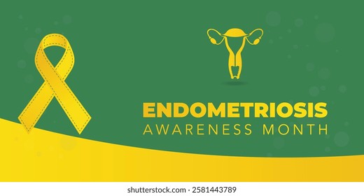 Endometriosis awareness month is observed every year in March, is a painful condition where endometrial tissue grows outside the uterus. Vector illustration