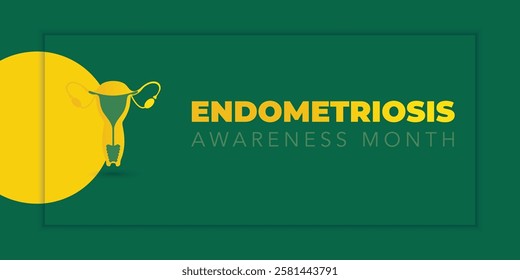 Endometriosis awareness month is observed every year in March, is a painful condition where endometrial tissue grows outside the uterus. Vector illustration