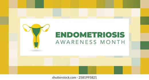 Endometriosis awareness month is observed every year in March, is a painful condition where endometrial tissue grows outside the uterus. Vector illustration