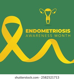 Endometriosis awareness month is observed every year in March, is a painful condition where endometrial tissue grows outside the uterus. Vector illustration