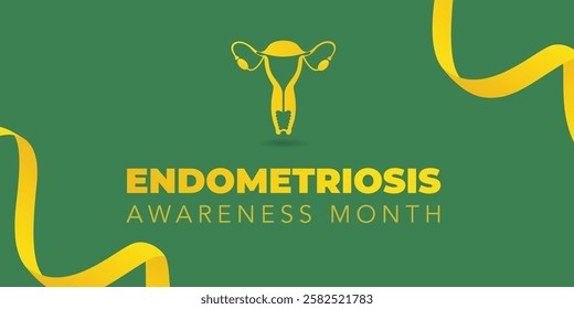 Endometriosis awareness month is observed every year in March, is a painful condition where endometrial tissue grows outside the uterus. Vector illustration