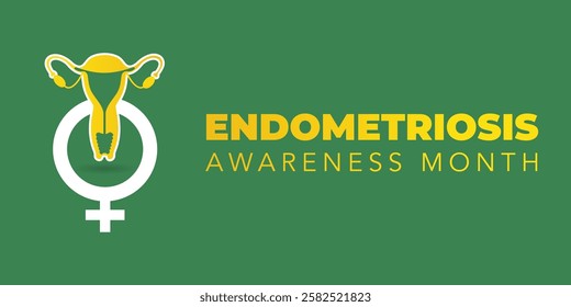 Endometriosis awareness month is observed every year in March, is a painful condition where endometrial tissue grows outside the uterus. Vector illustration