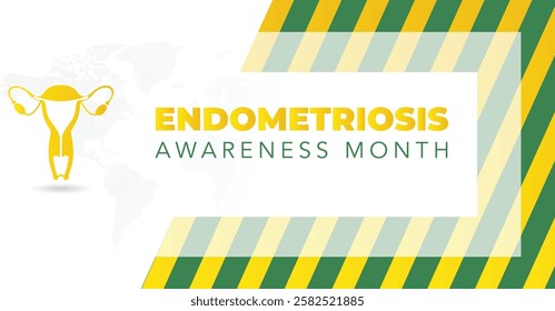 Endometriosis awareness month is observed every year in March, is a painful condition where endometrial tissue grows outside the uterus. Vector illustration