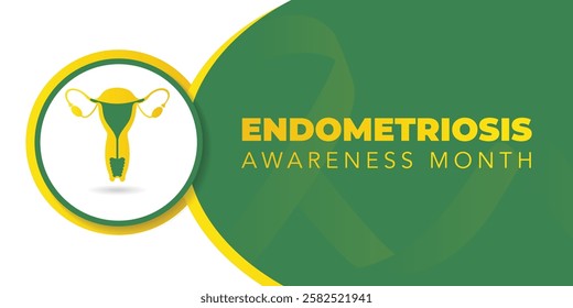 Endometriosis awareness month is observed every year in March, is a painful condition where endometrial tissue grows outside the uterus. Vector illustration