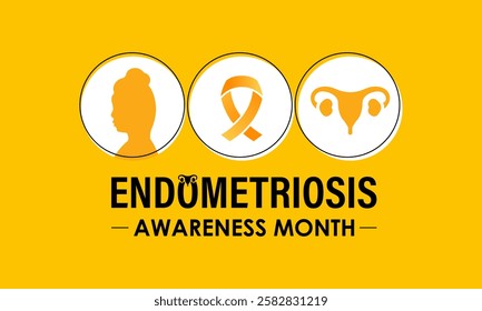 Endometriosis Awareness Month is observed every year in March to raise awareness about endometriosis, a chronic and often painful condition. Chronic pelvic pain, painful periods. Vector illustration.