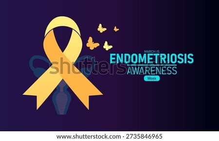 Endometriosis Awareness Week Vector Yellow Ribbon Uterus Pain Women Health Support March Banner Design Infographic Awareness Stock Graphic Template Illustration