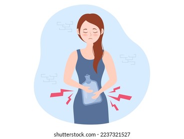 Endometriosis with Condition the Endometrium Grows Outside the Uterine Wall in Women for Treatment in Flat Cartoon Hand Drawn Templates Illustration