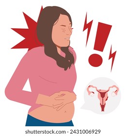 endometriosis cramps endo belly in flat illustration