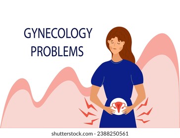 Endometriosis, endometrium dysfunctionality, endometriosis concept.Vector flat illustration.
