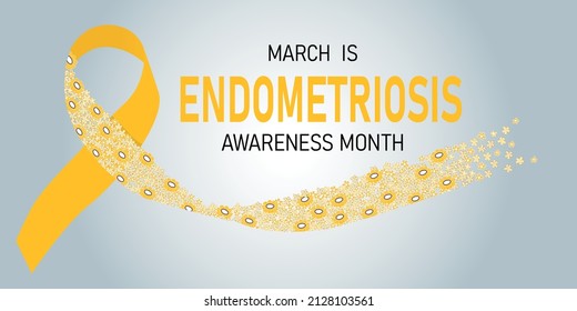 Endometriosis Ribbon With Flowers. Vector Illustration