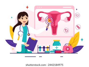 Endometriosis Vector Illustration with Condition the Endometrium Grows Outside the Uterine Wall in Women for Treatment in Flat Cartoon Background