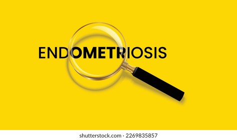 Endometriosis word poster for medical research and awareness concept. Vector design isolated on yellow background.