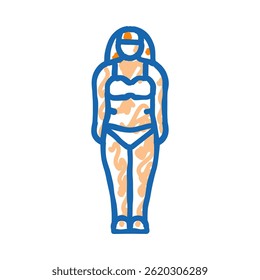 endomorph weiblichen Körper Typ doodle Symbol Skizze Vektor. Endomorphes weibliches Körpertypzeichen. einzelne Symbolgrafik