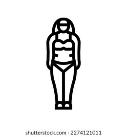 endomorph weiblichen Körper Typ Linie Symbol Vektorgrafik. Endomorph weibliches Körpertypzeichen. isoliertes Kontursymbol