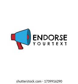 endorse hand drawn logo design, megaphone