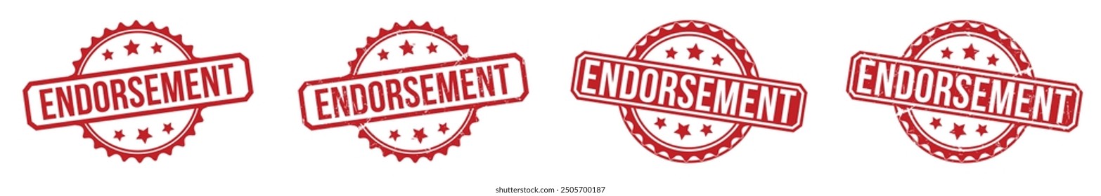 Endorsement stamp red rubber stamp on white background. Endorsement stamp sign. Endorsement stamp.