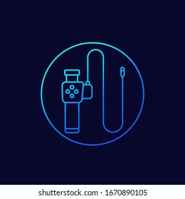 endoscope, colonoscopy vector line icon